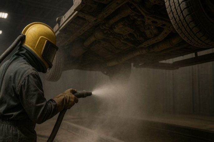 Пескоструйная очистка днища авто